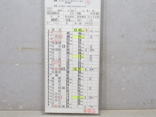 徳島運転所 DC-6組 59行路