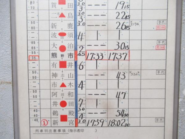 新宮運転区　48仕業「急行紀州」通票表示入り