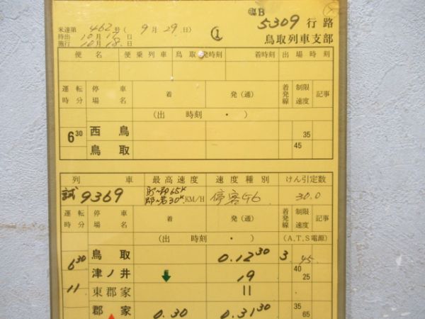 鳥取列車支部　臨B5309行路揃い「試運転」