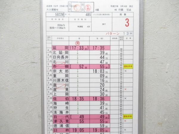 大分運輸センター 46行路 (485系 にちりん 入り)