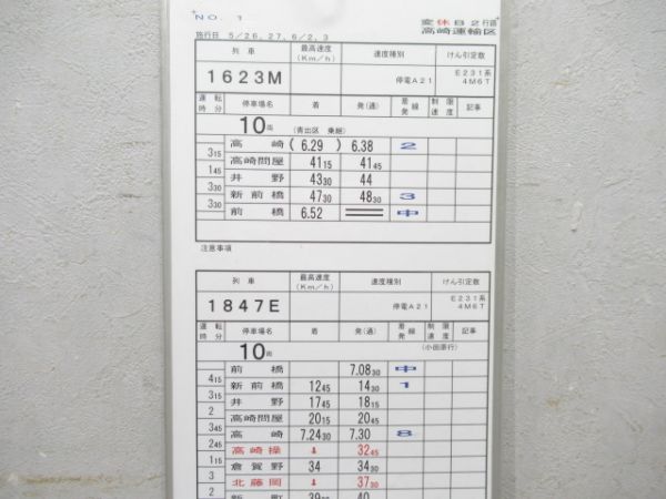 高崎運輸区 変休B2行路 揃い