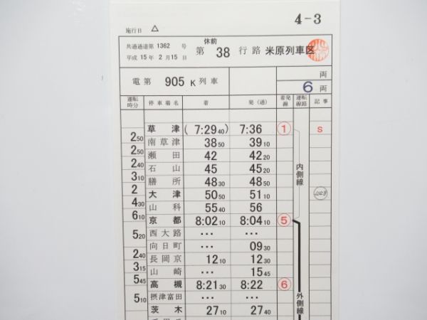 米原電車区 休前38行路