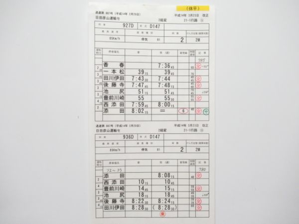 日田彦山運輸センター 休平21-1行路 揃い