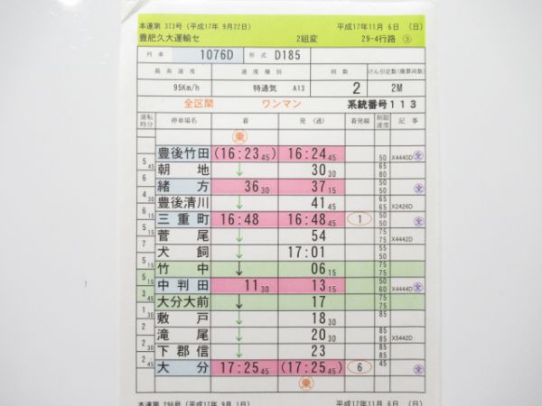 豊肥久大運輸センター 29-4行路 (九州横断特急 入り)