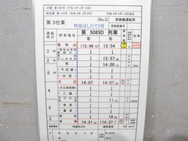 西舞鶴運転所 バラ③仕業 (特急たんごリレー/特急はしだて)