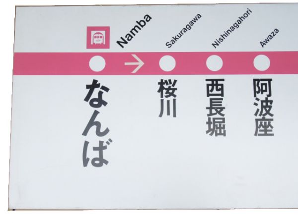 【発送不可】千日前線「なんば」 駅名板・路線案内板セット【店頭引取限定】