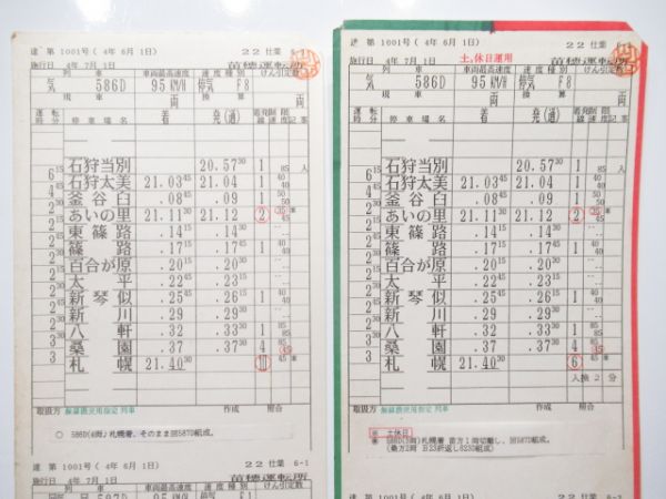 苗穂運転所 22仕業 (平日・土休日別 運行)