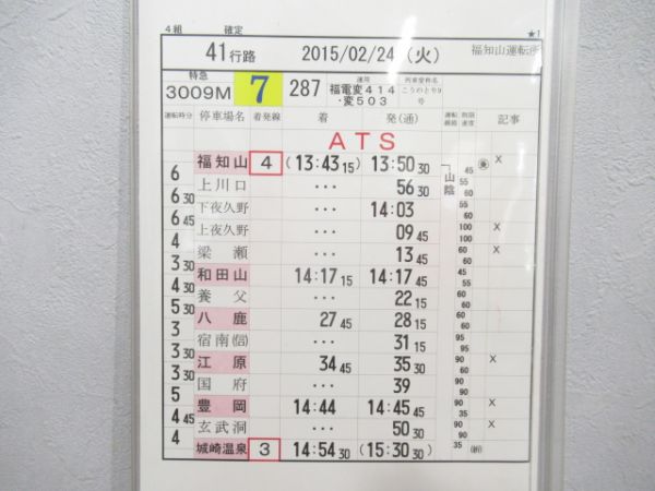 福知山運転所 41行路 (こうのとり 他)