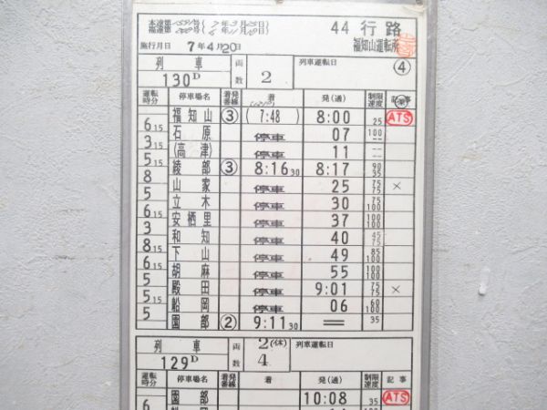 福知山運転所 44行路 揃い (急行 だいせん)