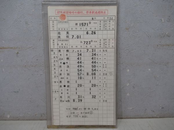 北見機関区　14仕業「相生線」(廃線)通票表示入り