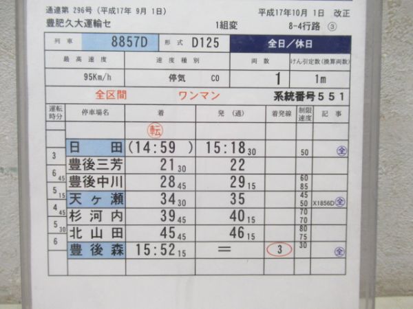 豊肥久大運輸センター　1組変8-4行路