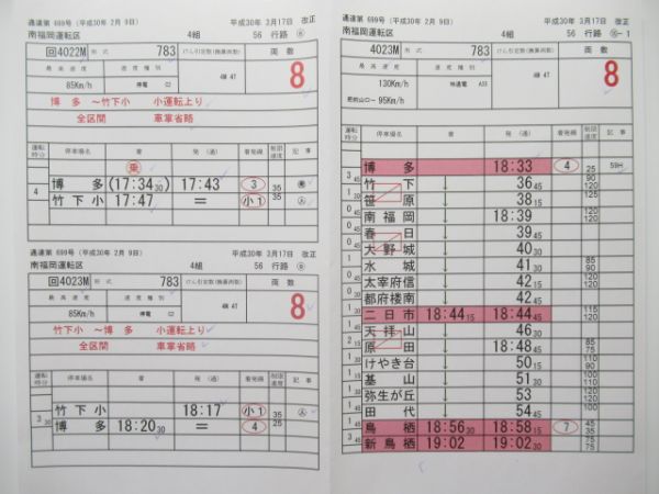 南福岡運転区 56行路 揃い (ソニック・みどり)