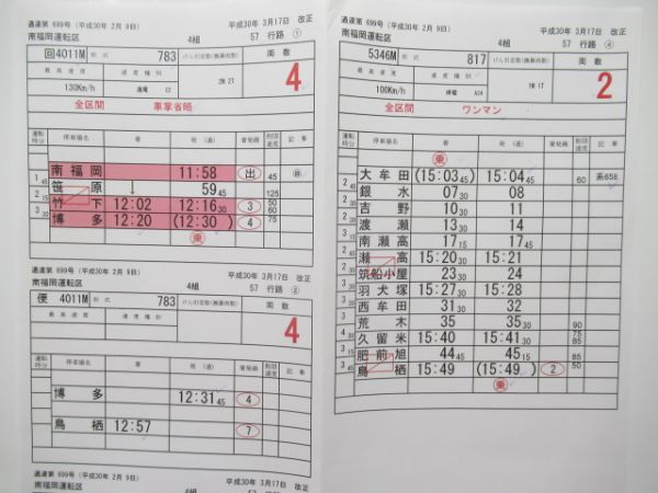 南福岡運転区 57行路 揃い (かもめ)