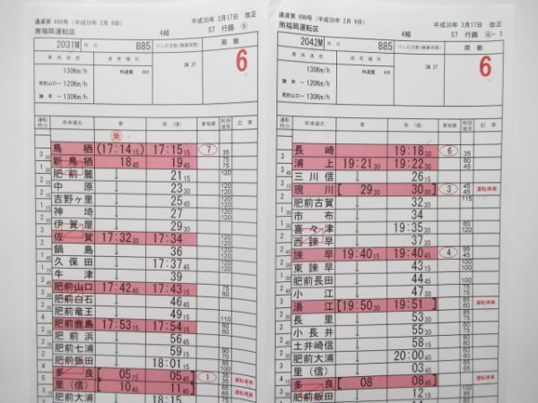 南福岡運転区 57行路 揃い (かもめ)