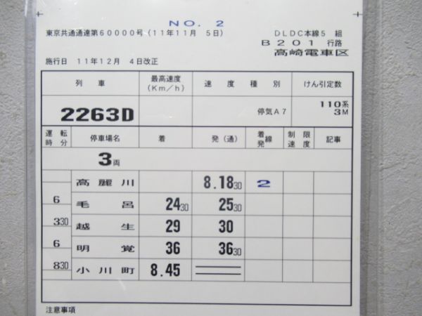 高崎電車区　DLDC本線5組B201行路揃い「八高線」平成11年