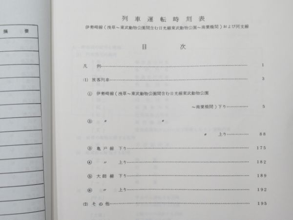 東武 列車運転時刻表 (平成8年)