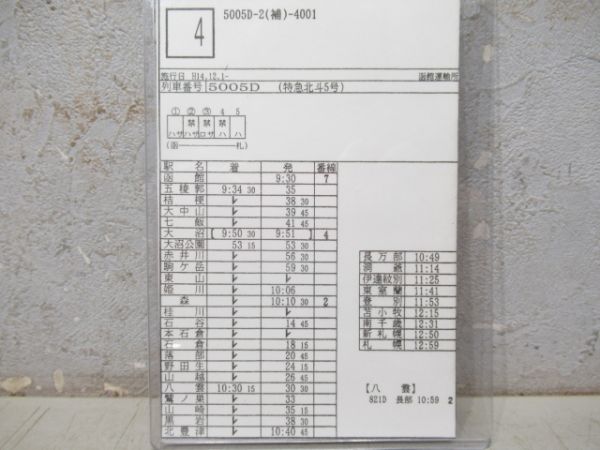 車掌時刻表　寝台特急日本海・特急北斗・寝台特急北斗星 揃い