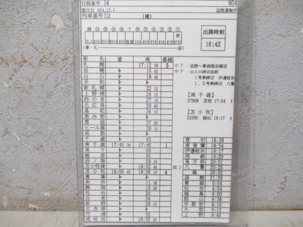 車掌時刻表　寝台特急日本海・特急北斗・寝台特急北斗星 揃い