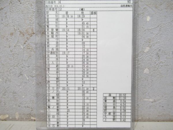 車掌時刻表　寝台特急日本海・特急北斗・寝台特急北斗星 揃い