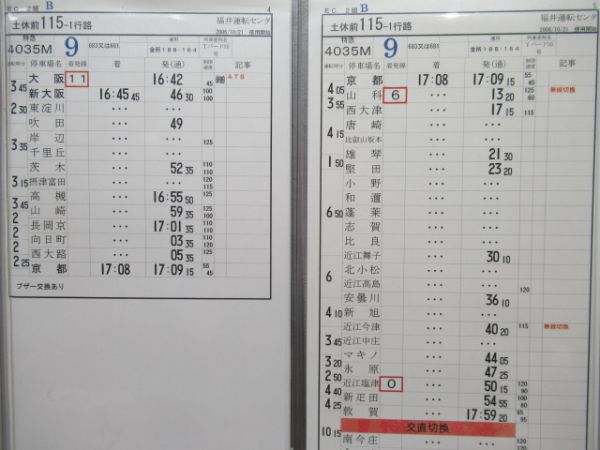 福井運輸センター　115-1行路揃い「サンダーバード」