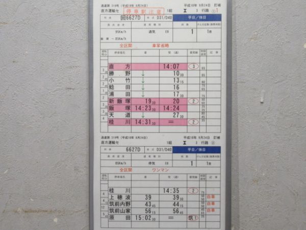 直方運輸センター 3行路