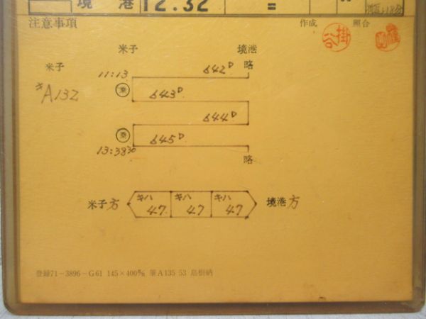 米子機関区　キ46仕業　通票表示入り