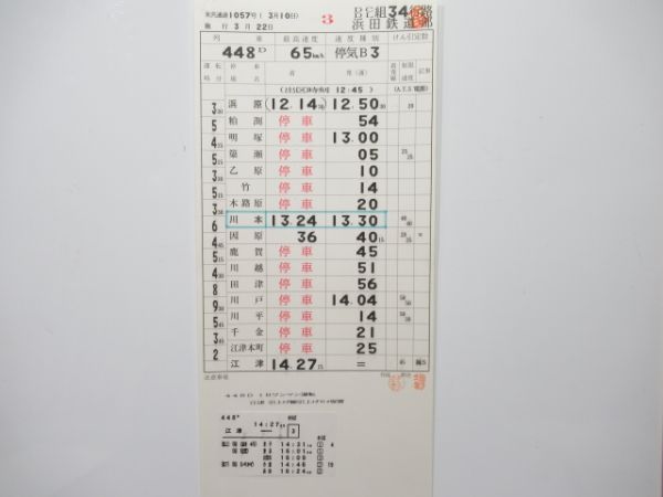 浜田鉄道部 DC/DL34行路 揃い
