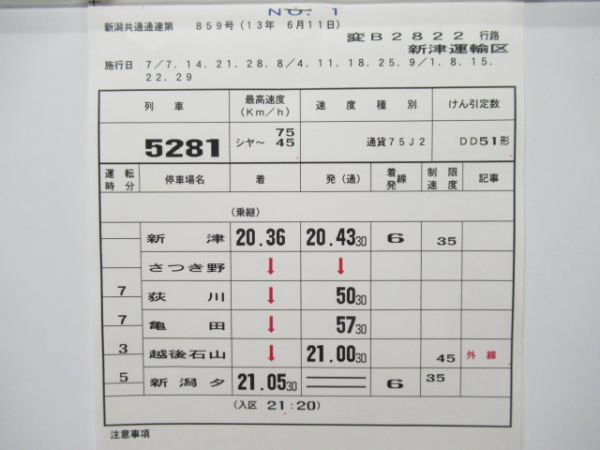 新津運輸区　変B2822行路揃い「DD51」