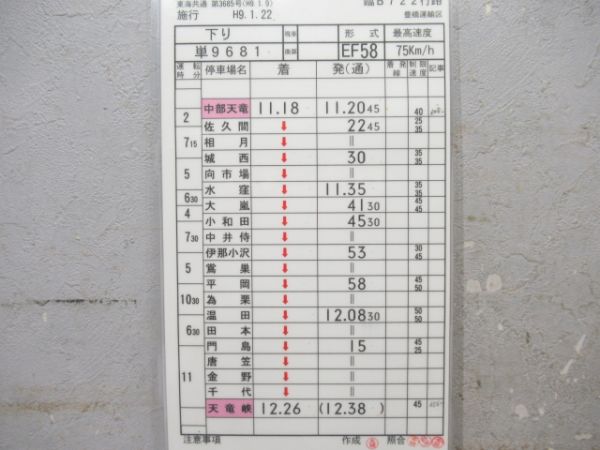 豊橋運輸区　臨B722行路揃い「EF58」