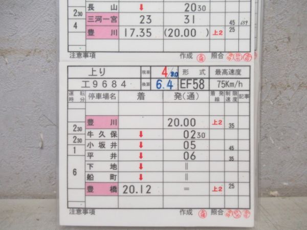 豊橋運輸区　臨B722行路揃い「EF58」