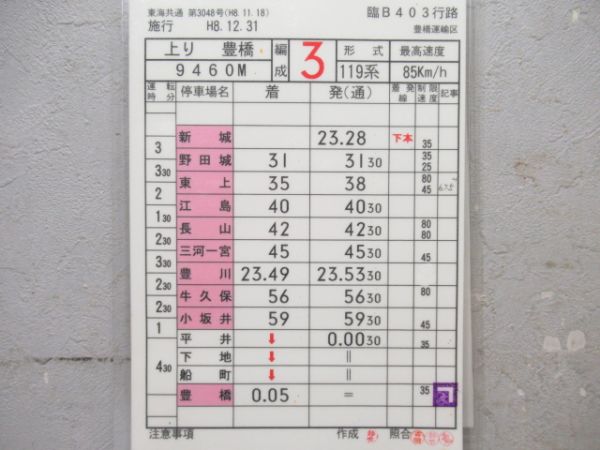 豊橋運輸区　臨B403行路揃い「119系」