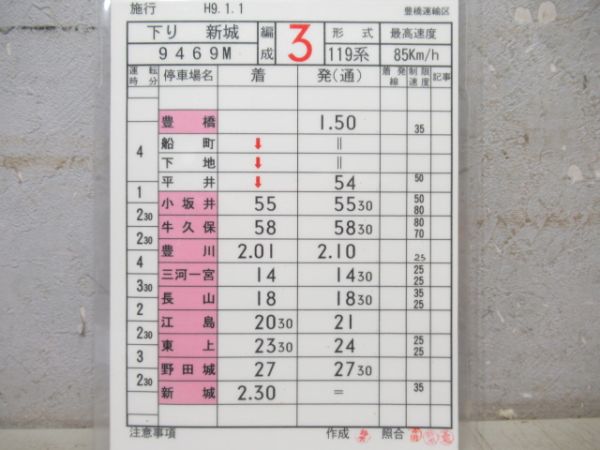 豊橋運輸区　臨B403行路揃い「119系」