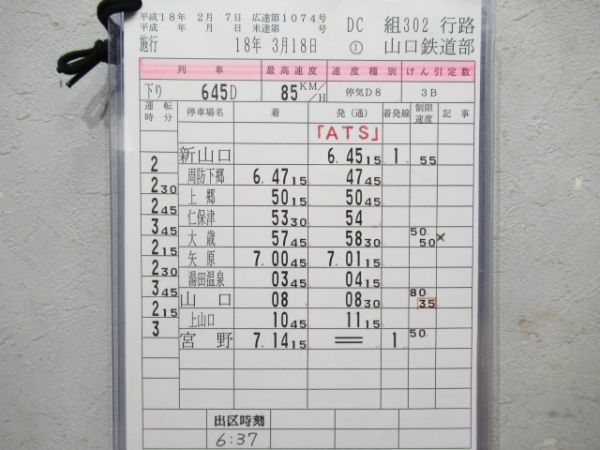 山口鉄道部　DC組302行路揃い