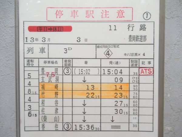 豊岡鉄道部　11行路揃い「キハ181系はまかぜ」入り