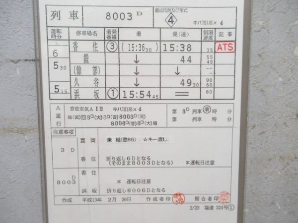 豊岡鉄道部　11行路揃い「キハ181系はまかぜ」入り