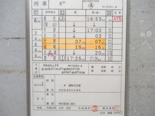 豊岡鉄道部　11行路揃い「キハ181系はまかぜ」入り