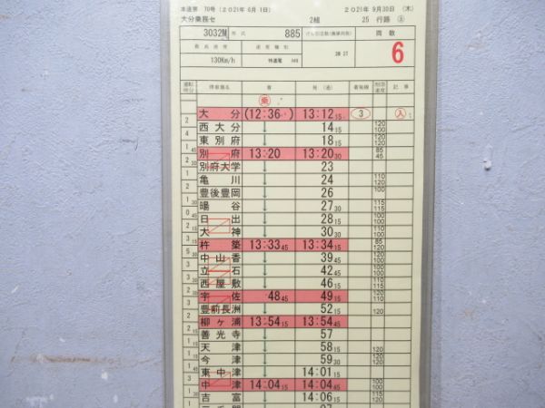 大分乗務センター 25行路 (ソニック 入り)