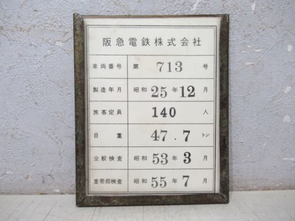 検査表 「阪急 713号」 (枠付き)