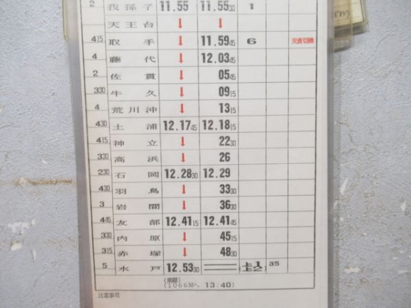 勝田運輸区　平平220ー1仕業揃い(行路表・注意事項付き)
