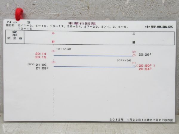 中野車掌区 車掌行路票 変平228行路 揃い