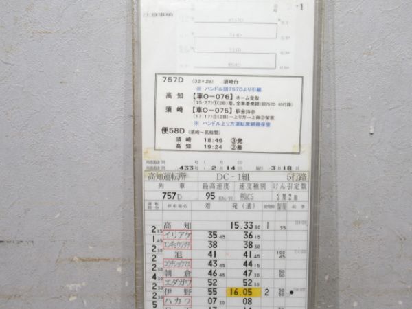 高知運転所 土讃線 5行路 揃い