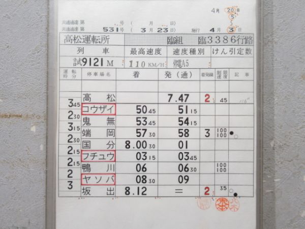 高松運転所 臨3386行路 揃い (6000系)