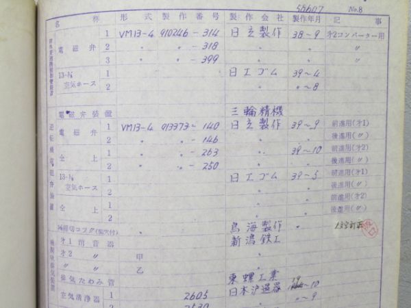 気動車車体履歴簿「キハ 58-607」