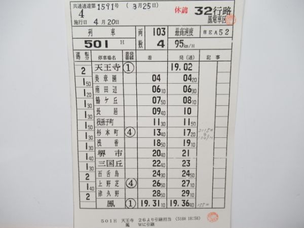 鳳電車区　休前32行路「103系」