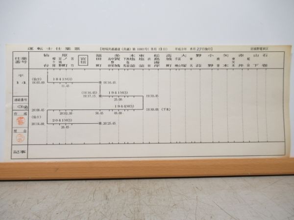 運転士仕業票 宮城野電車区 平14仕業 揃い