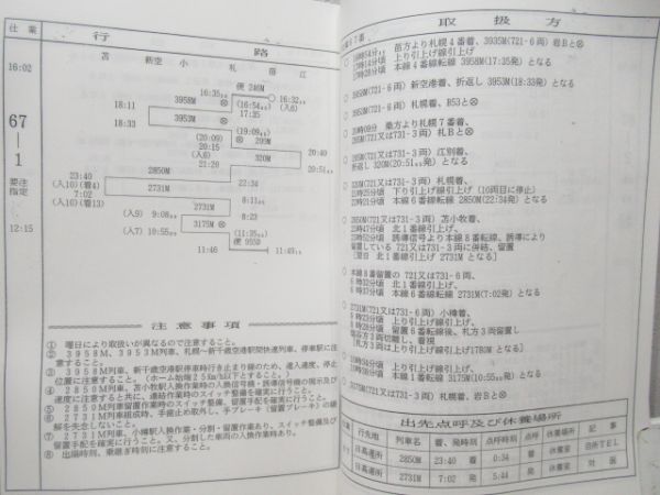 乗務員運行表　運転取扱方