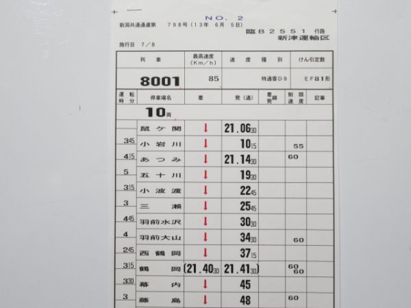 新津運輸区 臨B2551行路 揃い (寝台特急 トワイライトエクスプレス)