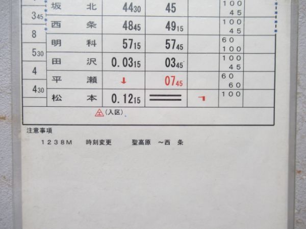 松本運輸区　変休休B237行路「特急しなの」