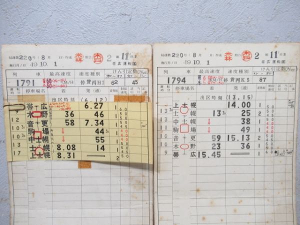 帯広運転区　2組11仕業揃い「士幌線SL9600」　通票入り