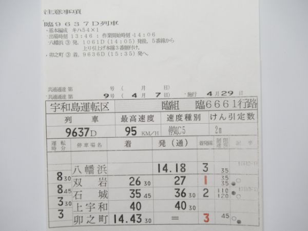 宇和島運転区　臨6661行路揃い「キハ54系」